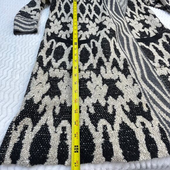 Lucky Brand Live in Love Cardigan Wmns 1X Black Cream Open Sweater Pockets Boho - Picture 11 of 12